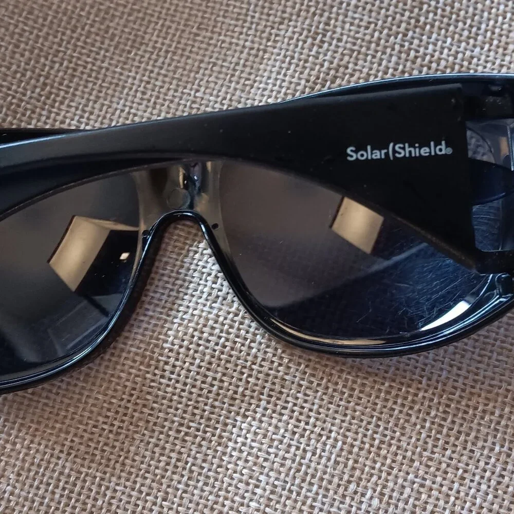 MEN'S/WOMEN'S BLACK SOLAR SHIELDS WRAPAROUND SUNGLASSES, UV RAY PROTECTION